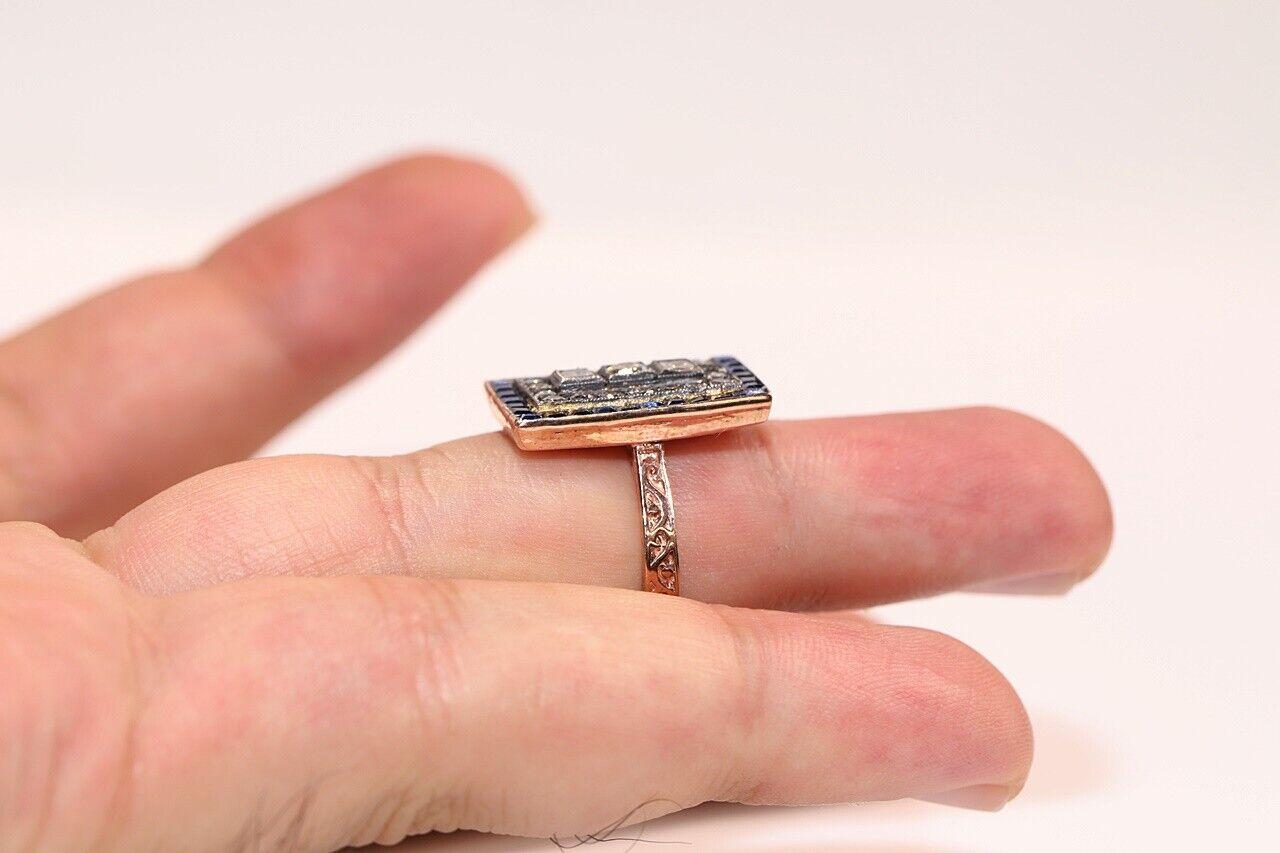 8k Roségold Neu hergestellter natürlicher Diamant und Saphir im Kaliberschliff Dekorierter Ring im Angebot 4