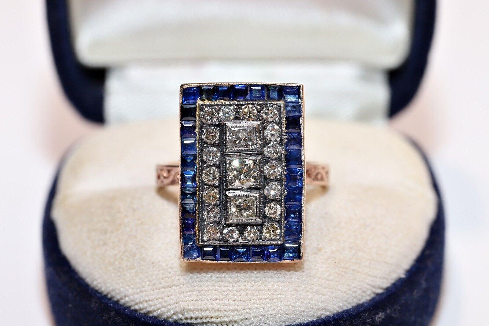 8k Roségold Neu hergestellter natürlicher Diamant und Saphir im Kaliberschliff Dekorierter Ring im Angebot 7