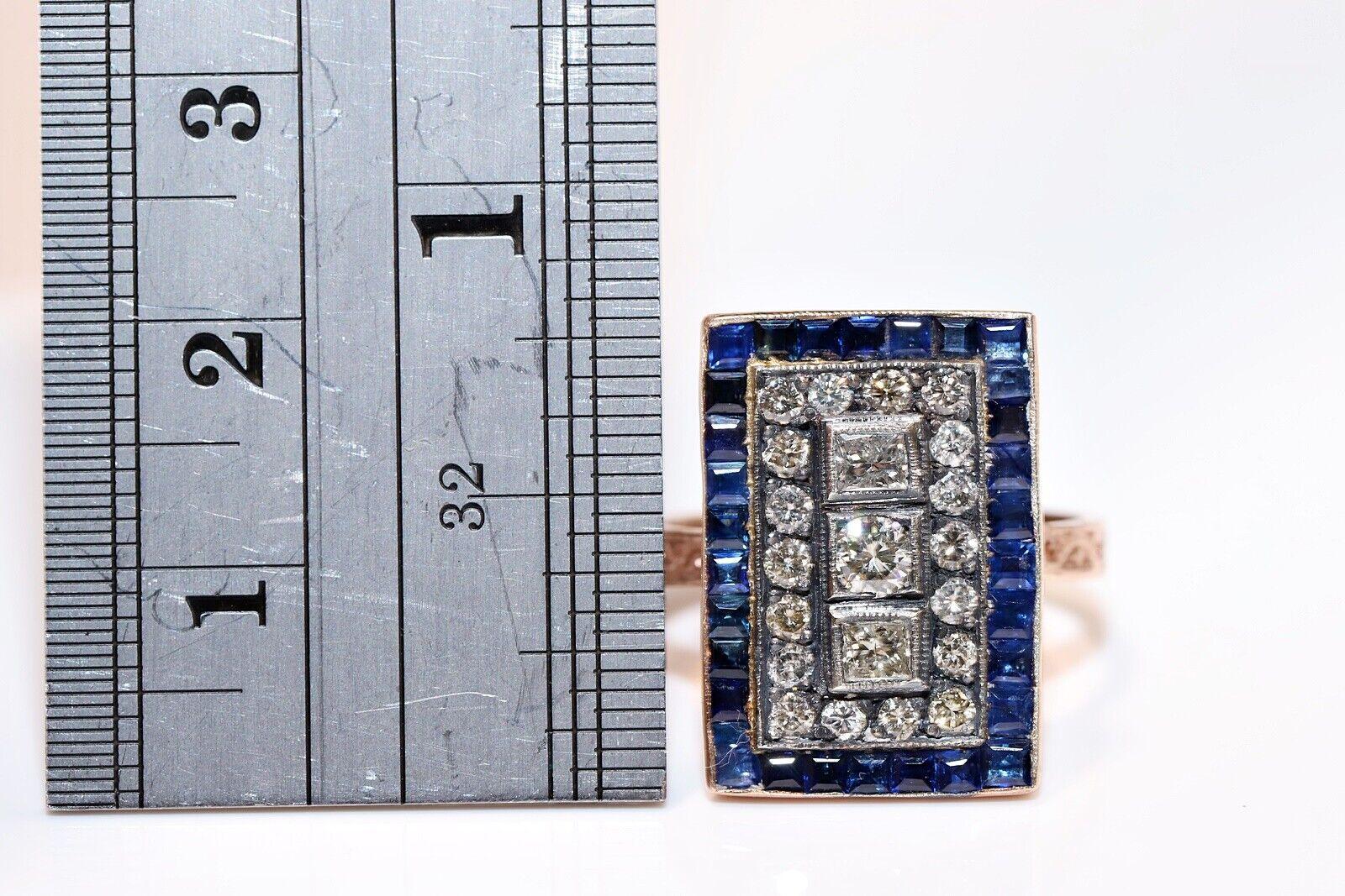 8k Roségold Neu hergestellter natürlicher Diamant und Saphir im Kaliberschliff Dekorierter Ring im Zustand „Neu“ im Angebot in Fatih/İstanbul, 34