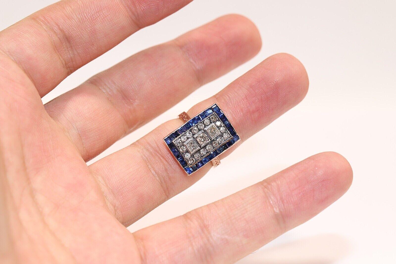 8k Roségold Neu hergestellter natürlicher Diamant und Saphir im Kaliberschliff Dekorierter Ring im Angebot 3