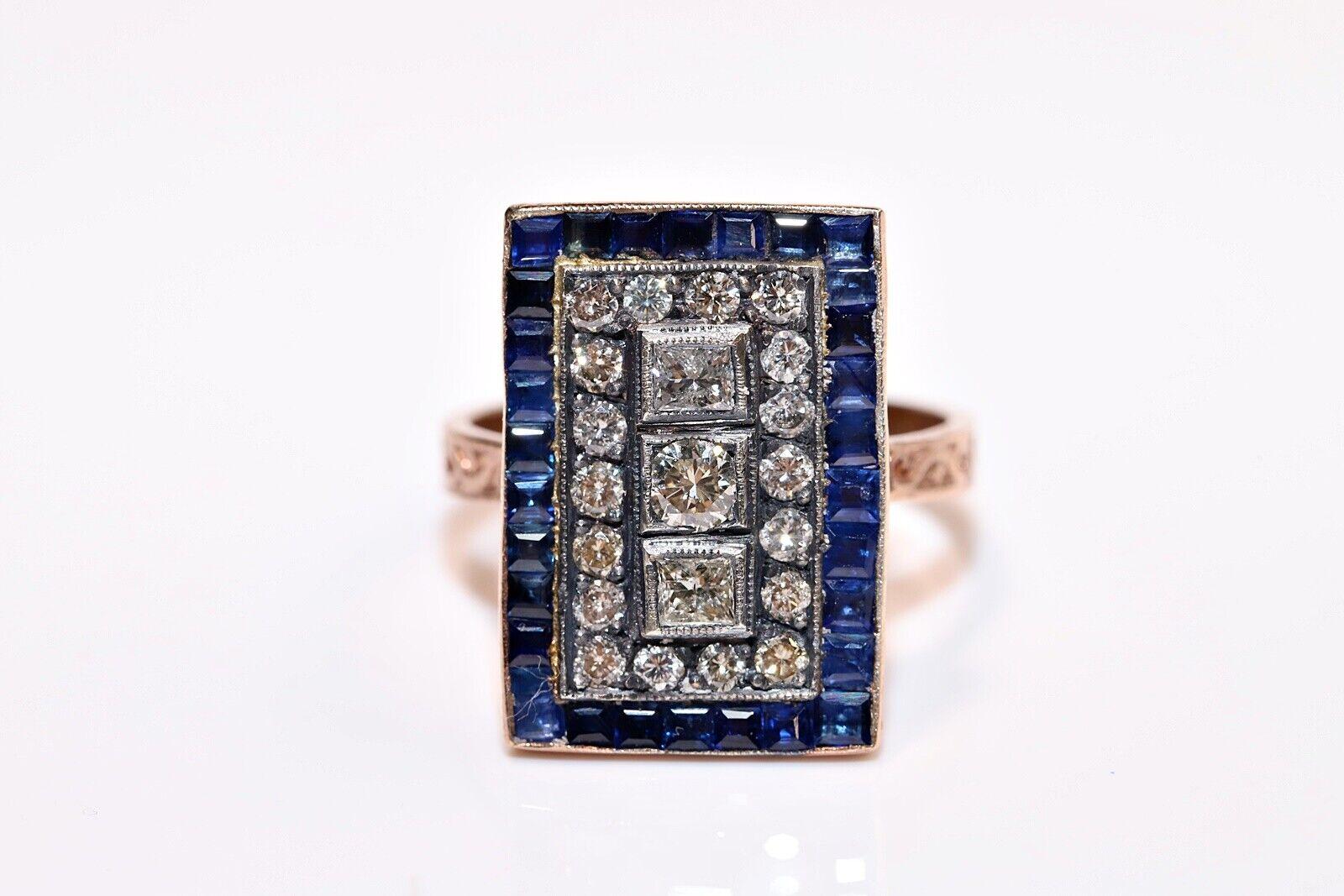 Brilliant Cut 8k Rose Gold New Made Natural Diamond And Caliber Sapphire Decorated Ring  For Sale