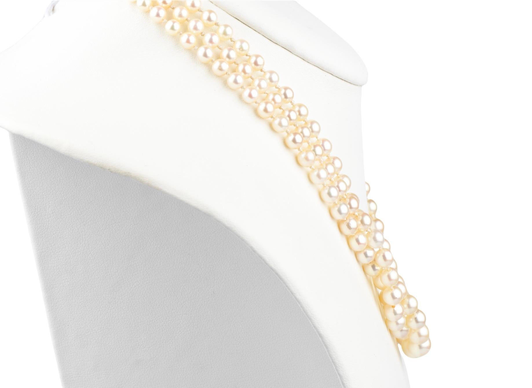Halskette aus 8 Karat Weißgold, entworfen mit Perlen und Diamanten im Angebot 4