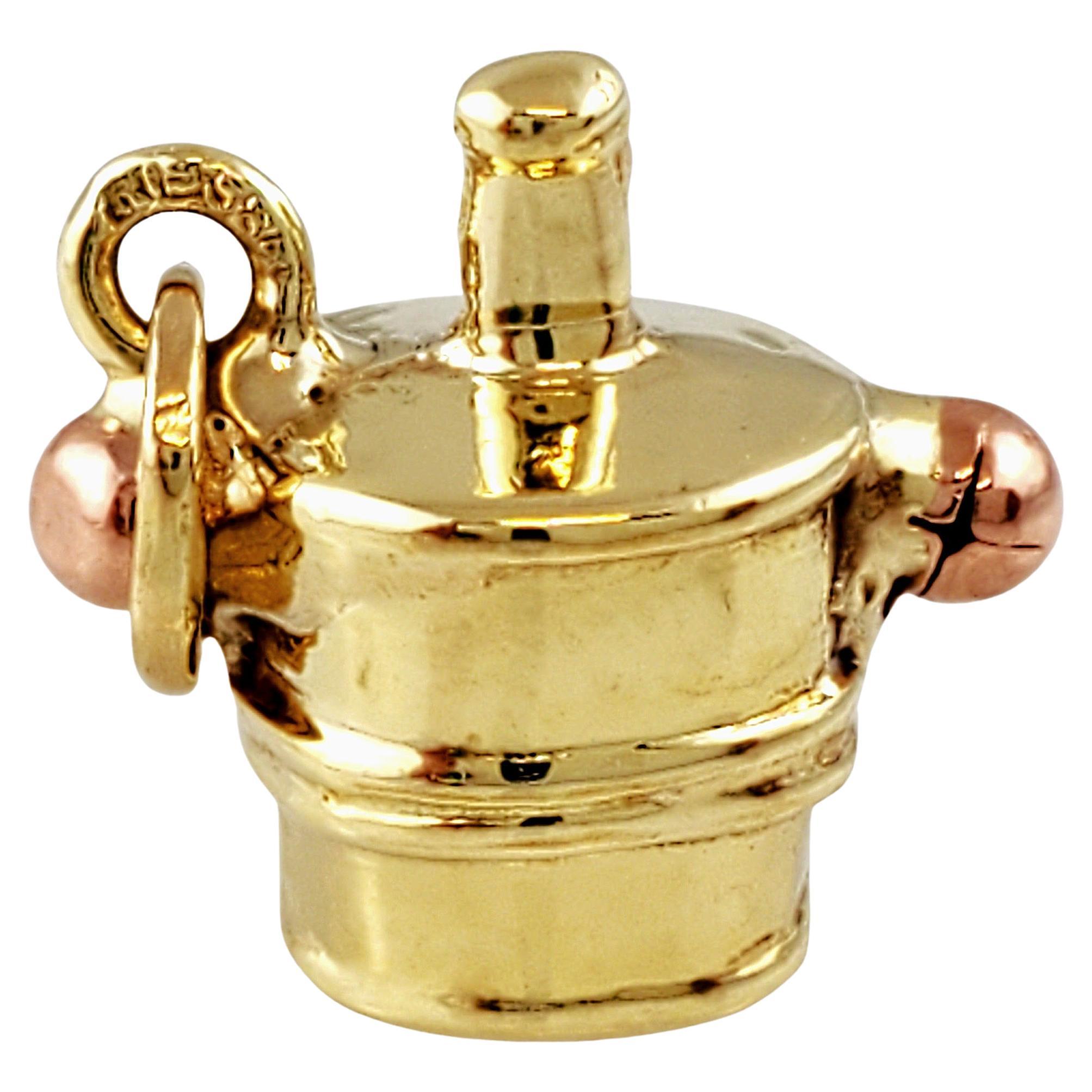 8K Yellow Gold Ice Bucket Charm For Sale