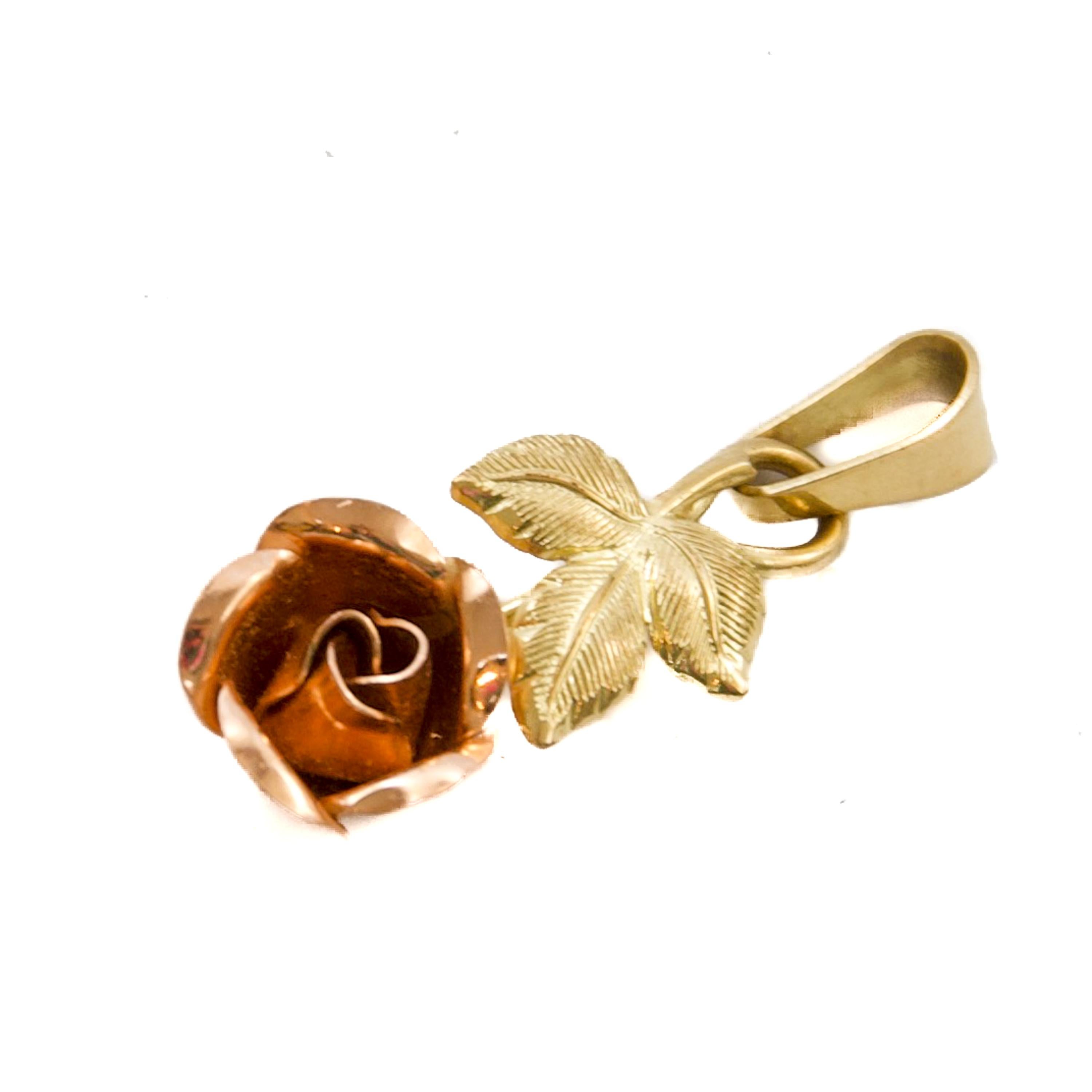Pendentif en or jaune et rose 8K, Vintage Theodor Klotz (Teka) Bon état - En vente à Rotterdam, NL
