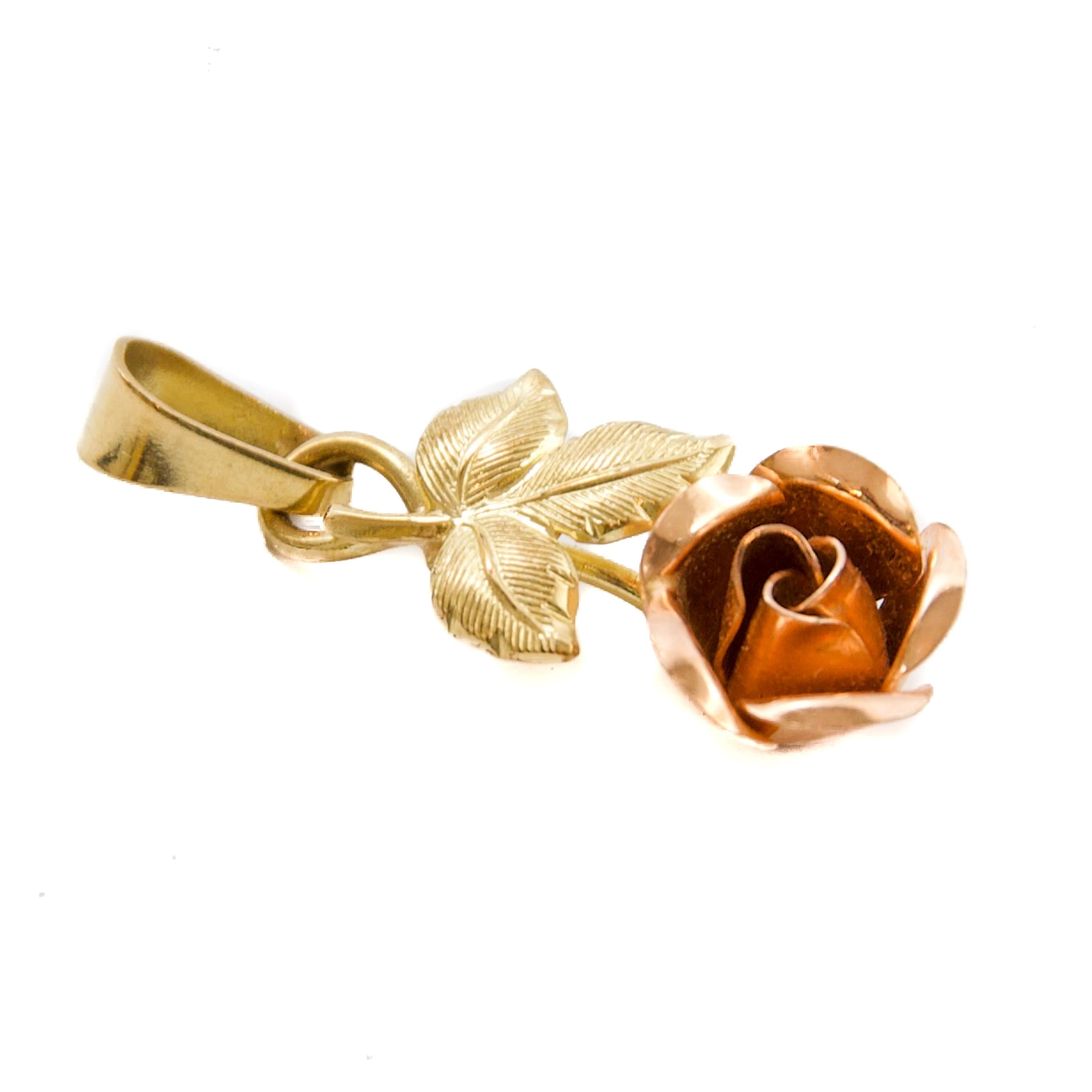 Pendentif en or jaune et rose 8K, Vintage Theodor Klotz (Teka) Unisexe en vente