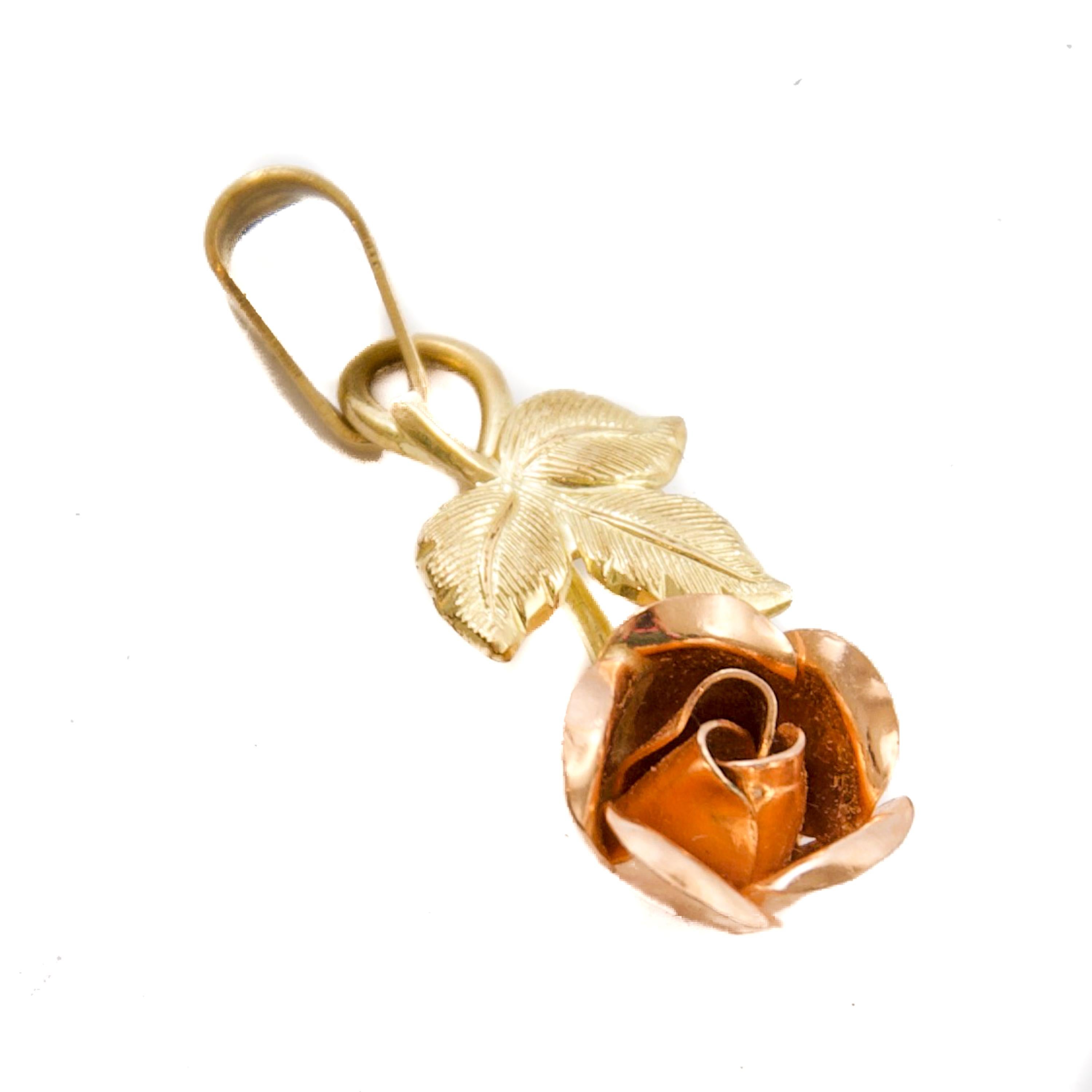 Pendentif en or jaune et rose 8K, Vintage Theodor Klotz (Teka) en vente 1
