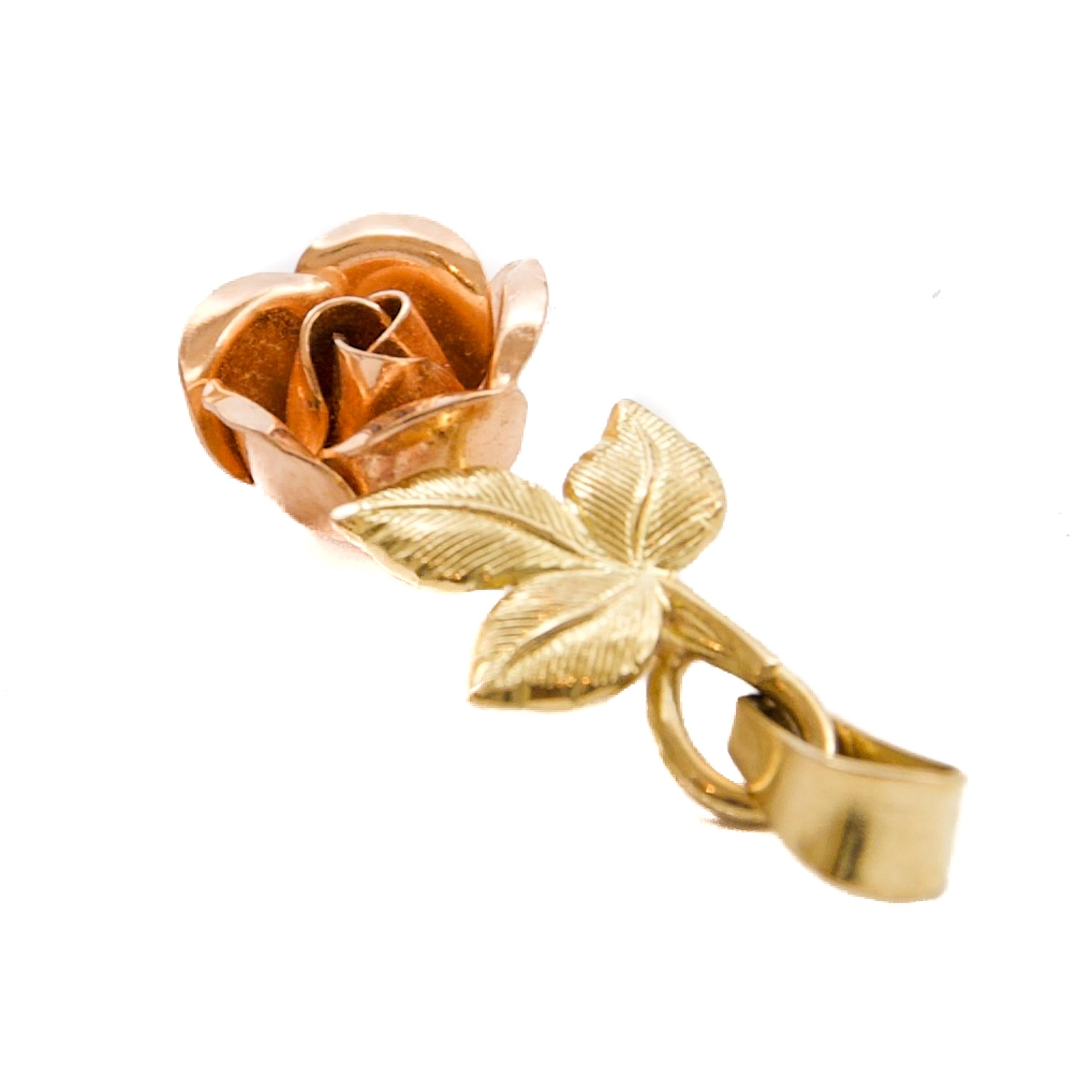 Pendentif en or jaune et rose 8K, Vintage Theodor Klotz (Teka) en vente 2