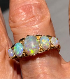 !8kt Five Stone Radiant Opal Ring
