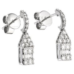 Natural Diamond Designer Dangler White Gold Half Hoop Earrings