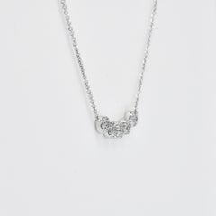 Natural Diamond 0.35 carats 18KT White Gold Cluster Statement Bar Necklace