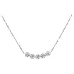 Diamante Natural de 0,35 quilates Collar de Oro Blanco de 18 KT con Barra en Racimo