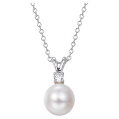 8mm Lydia Freshwater Pearl & Cubic Zirconia Silver Bridal Pendant With Chain 