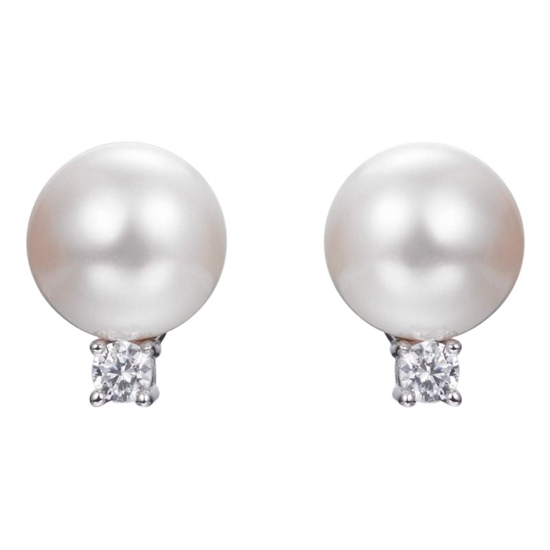 Pendientes de novia de plata de ley con perla de agua dulce Lydia de 8 mm y circonita cúbica en venta