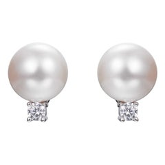 8mm Lydia Freshwater Pearl & Cubic Zirconia Sterling Silver Bridal Stud Earrings