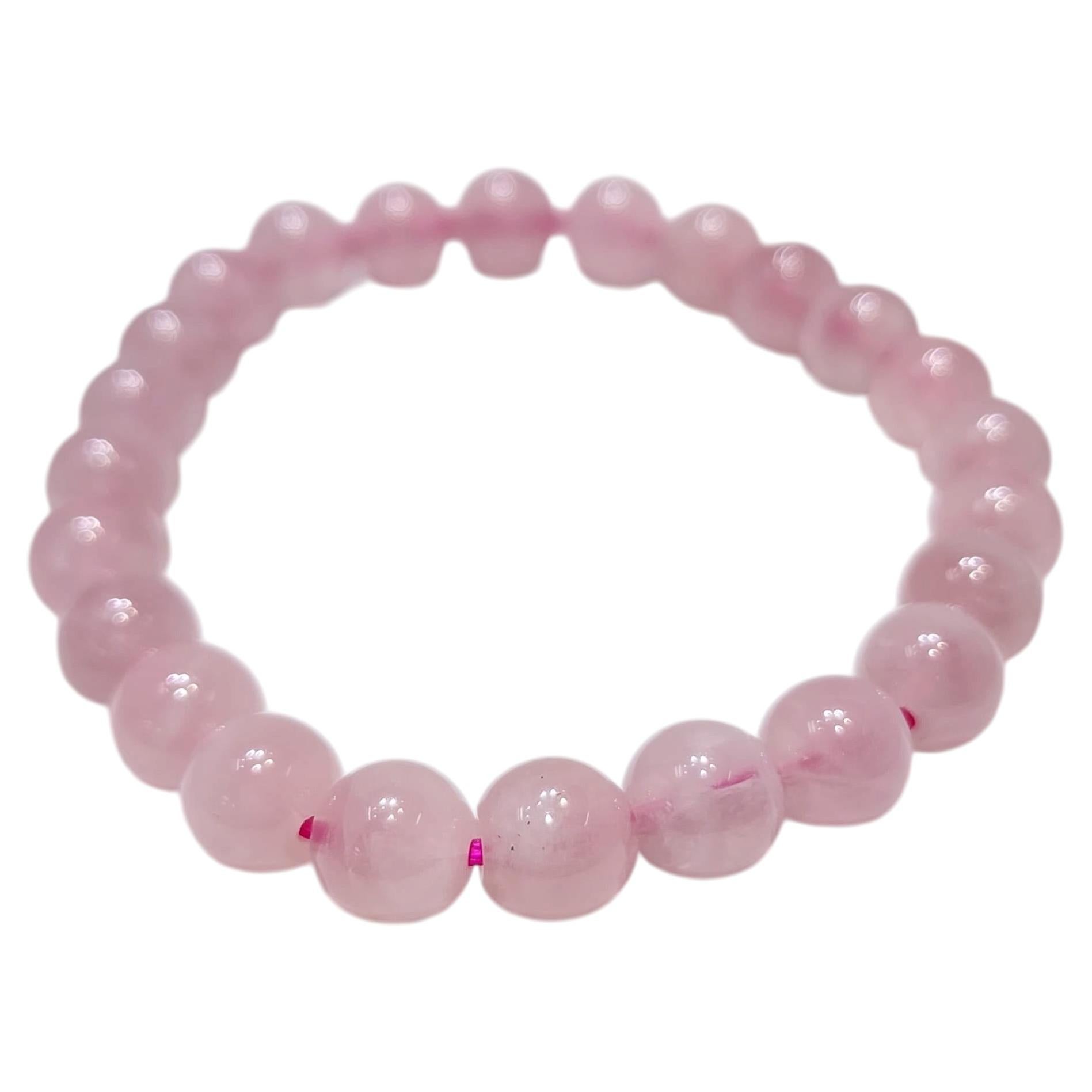 8mm natürliche Rosenquarz Perle Stretch Armband - 16cm