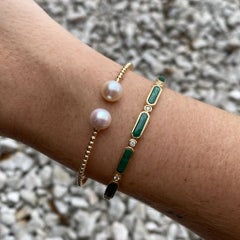 8mm Perlen Flex Manschettenarmreif, 14K Gelbgold 6,25 Zoll Handgelenk BG4475