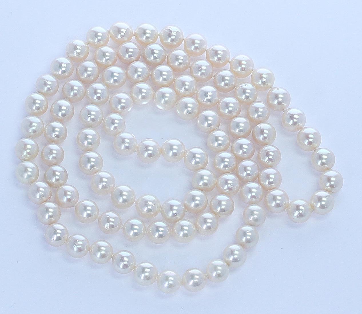 Bead Pearl Necklace with Pearl Clasp For Sale