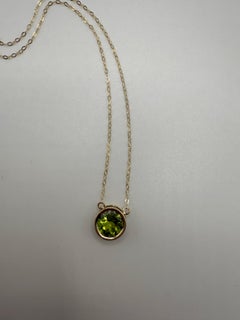 8mm peridot diamond pendant necklace August birth month august baby gift 14KT