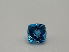 8mm Swiss Blue topaz cushion checkered natural certified