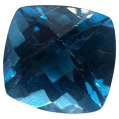 8mm topacio azul suizo cojín cuadriculado natural certificado