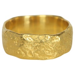 8mm Textured Raw Edge 22K Gold Wedding Band – Handcrafted, Matte Finish