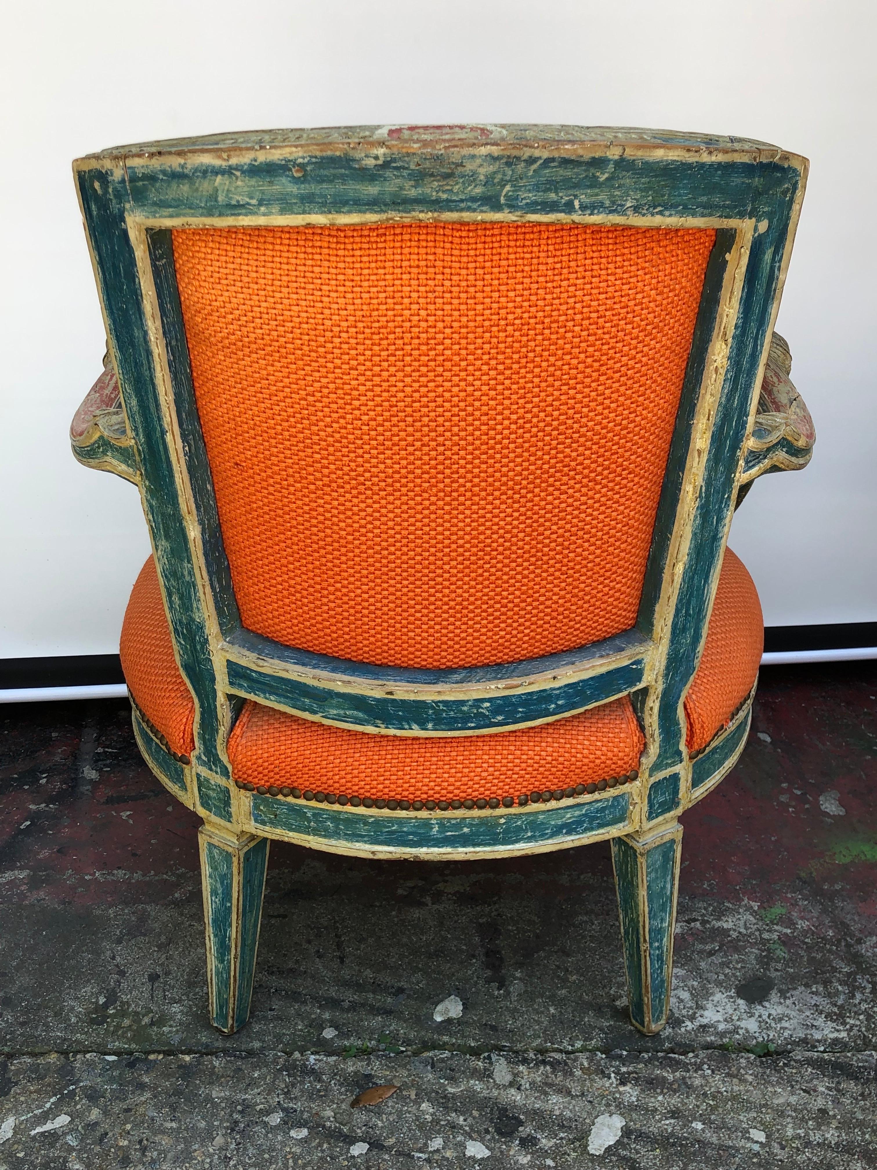 18. Jh. Zwei italienische Sessel mit klassizistischem Farbdekor im Angebot 5