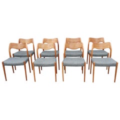 8x 1950/60s Niels. O Moller 71 Dining Chairs for J.L. Mollers in walnut
