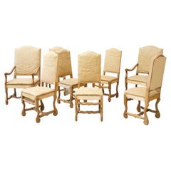 Antique 8x 20th century Oak Os de Mouton dining chairs