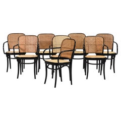 8x Thonet 811 Prague Armshairs by Josef Hoffmann in Bentwood and Cane – Austria