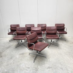 8x Vitra EA208 Soft Pad Management Stuhl von Charles Eames Brown