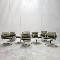 8x Vitra Olive Green EA208 Soft Pad Management Chair by Charles Eames