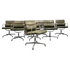 8x Vitra Olive Green EA208 Soft Pad Management Chair by Charles Eames