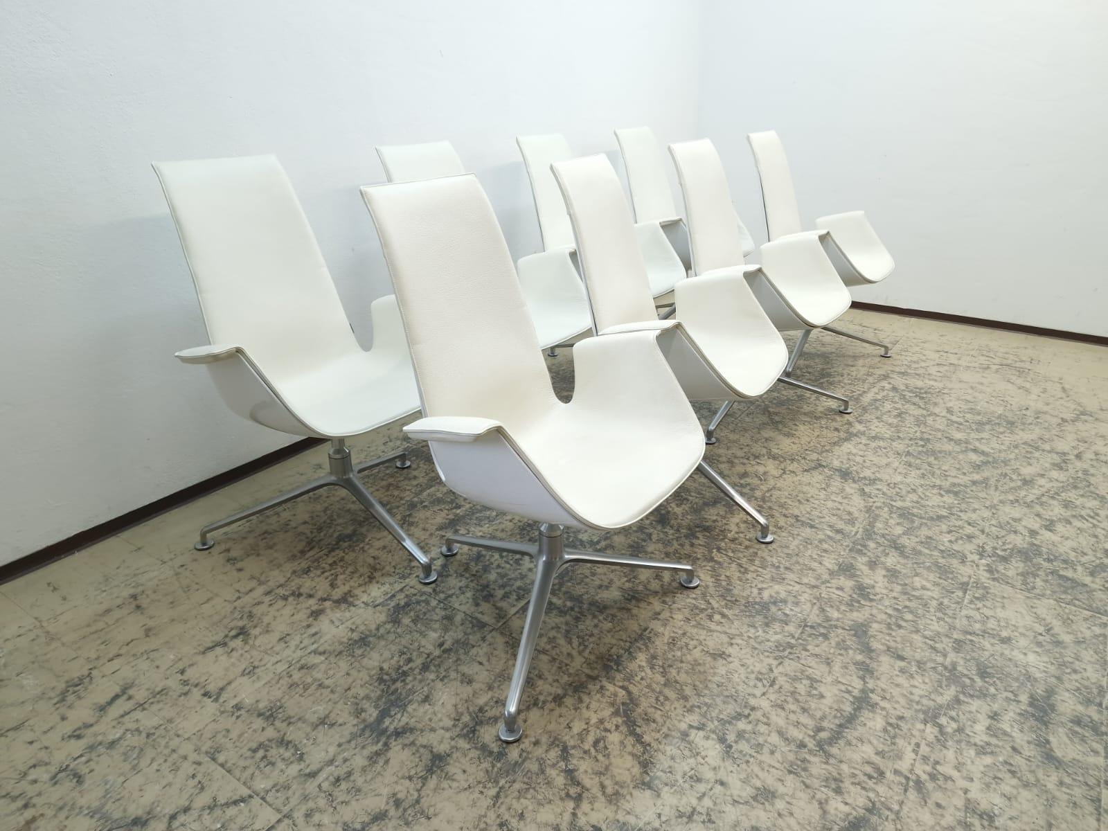 8x Walter Knoll Schalensessel Set FK 6725 Leder Beige  Alu Designersessel Chair 5