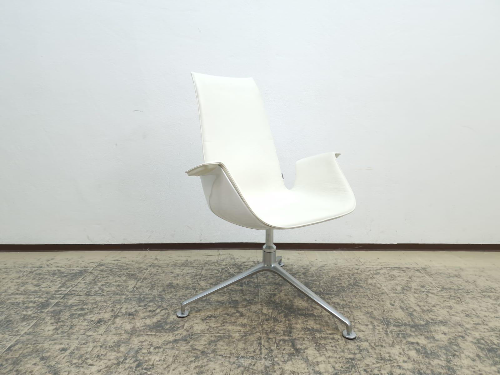 8x Walter Knoll Schalensessel Set FK 6725 Leder Beige  Alu Designersessel Chair 9