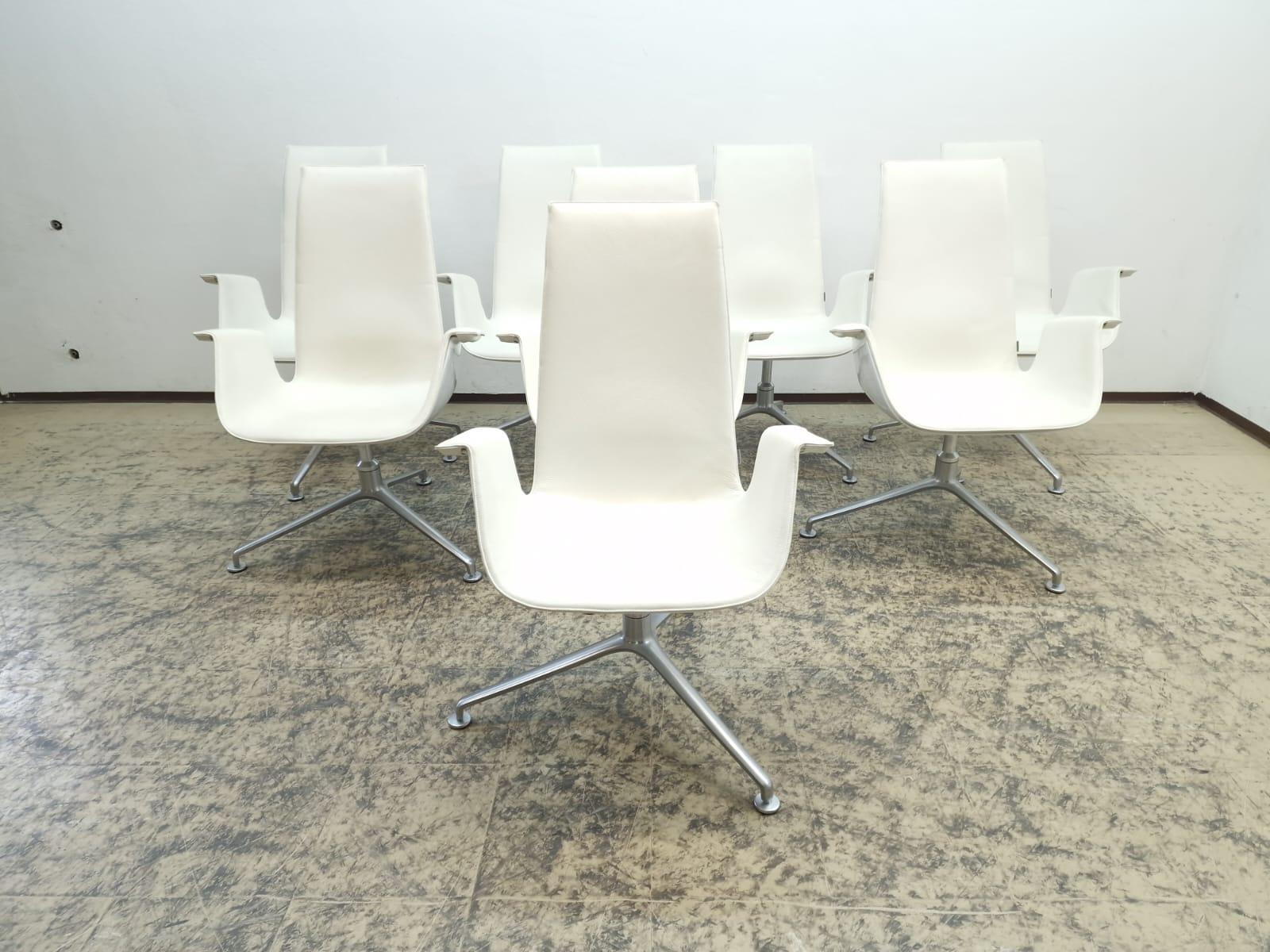 8x Walter Knoll Schalensessel Set FK 6725 Leder Beige  Alu Designersessel Chair 12