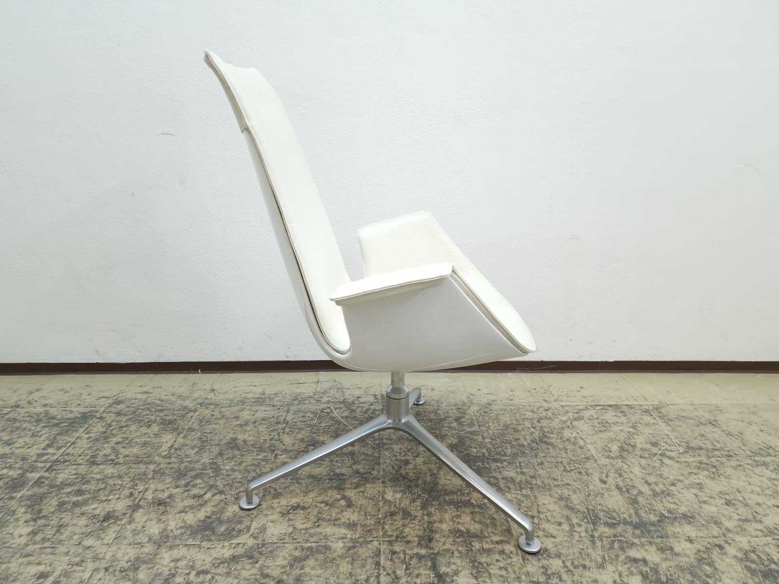 German 8x Walter Knoll Schalensessel Set FK 6725 Leder Beige  Alu Designersessel Chair