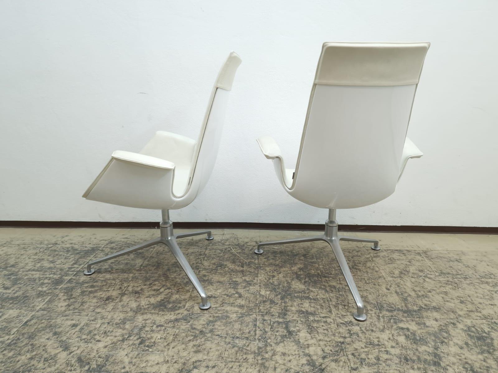 8x Walter Knoll Schalensessel Set FK 6725 Leder Beige  Alu Designersessel Chair In Good Condition In Garching a. d. Alz, DE