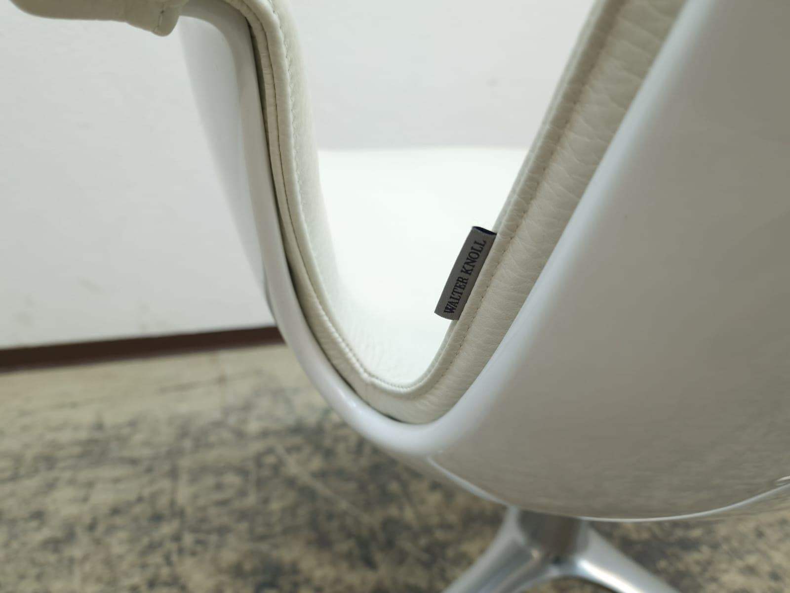 Metal 8x Walter Knoll Schalensessel Set FK 6725 Leder Beige  Alu Designersessel Chair
