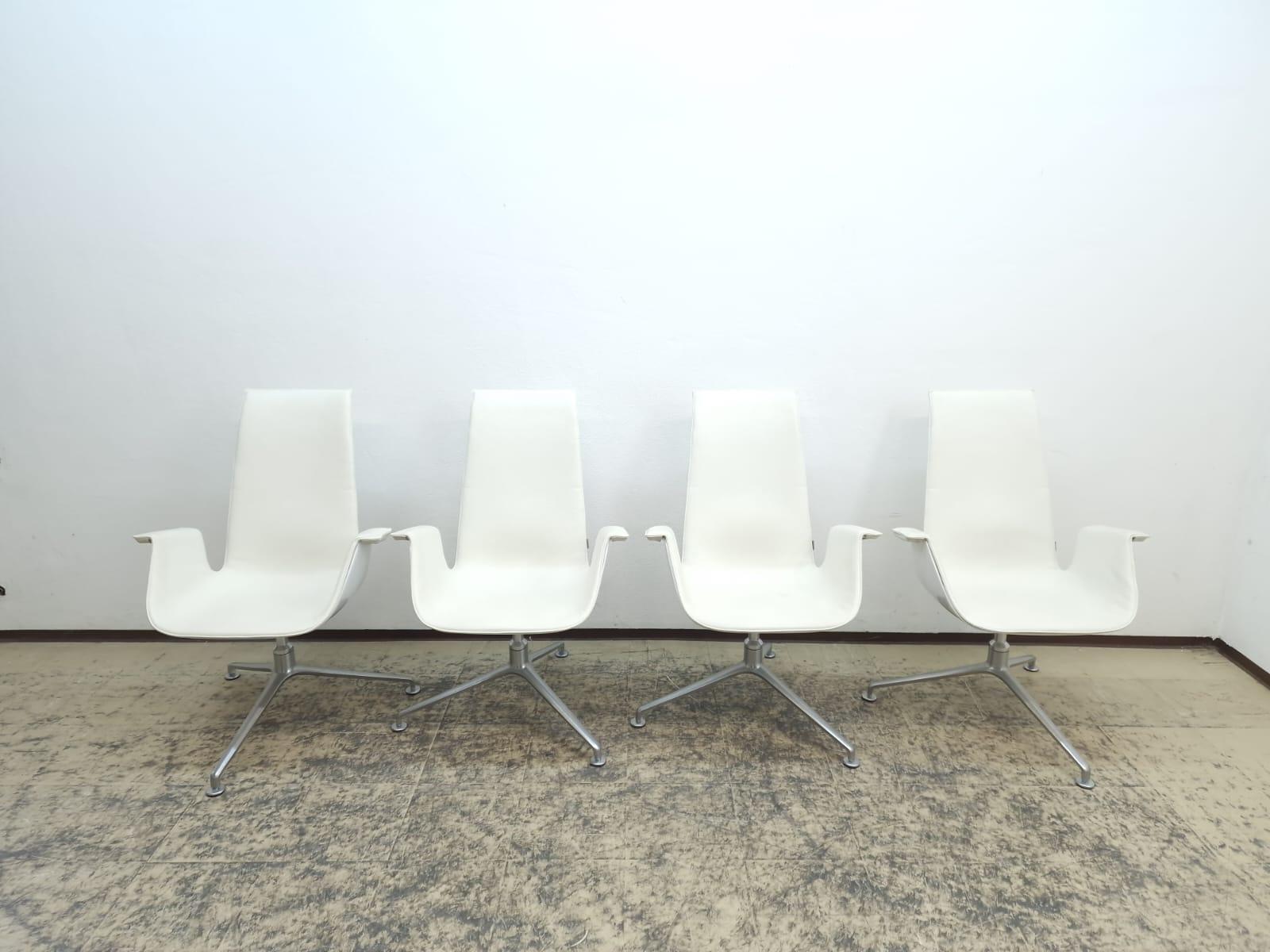 8x Walter Knoll Schalensessel Set FK 6725 Leder Beige  Alu Designersessel Chair 1