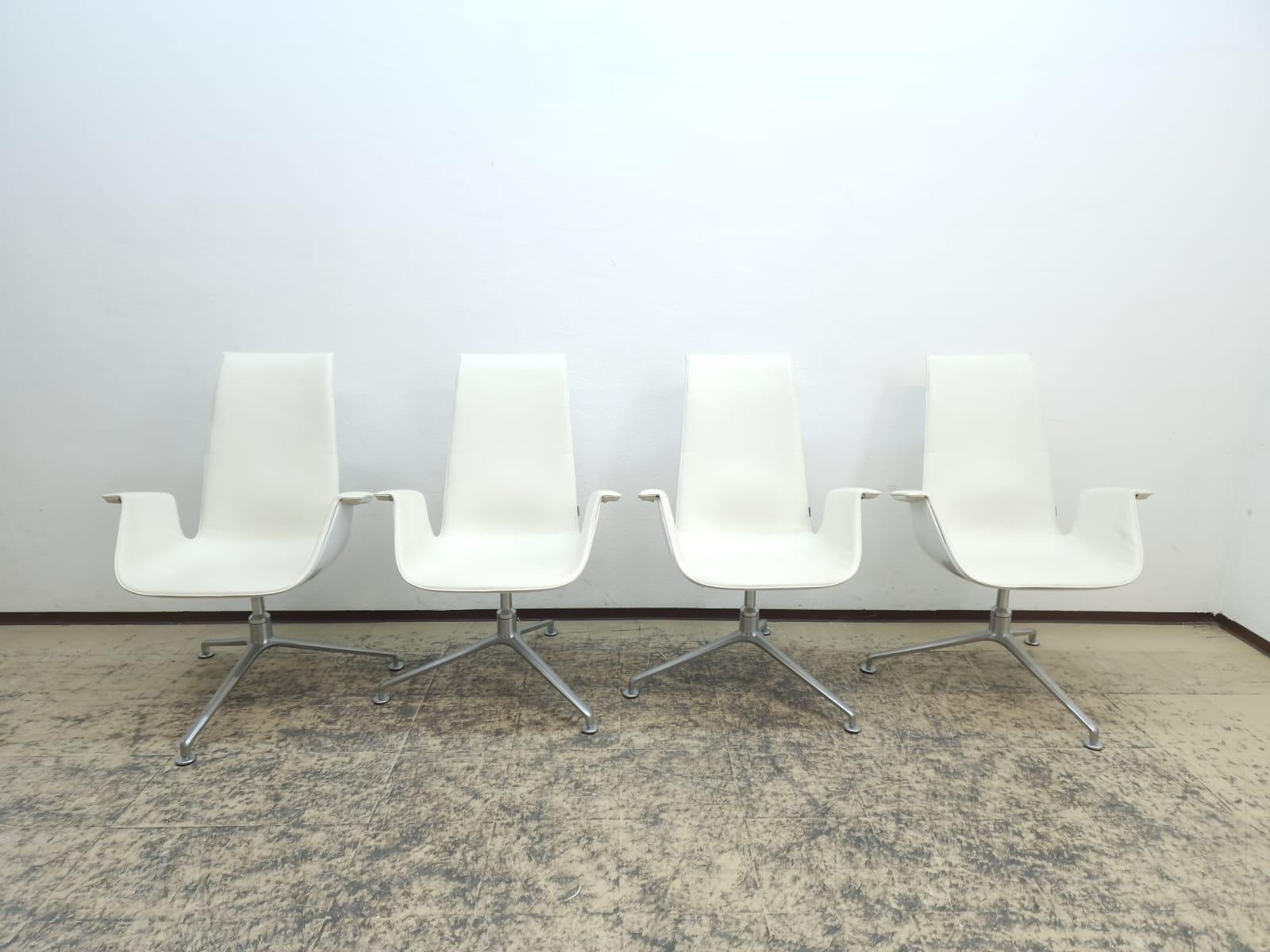8x Walter Knoll Schalensessel Set FK 6725 Leder Beige  Alu Designersessel Chair 2