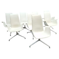 8x Walter Knoll Schalensessel Set FK 6725 Leder Beige  Alu Designersessel Chair
