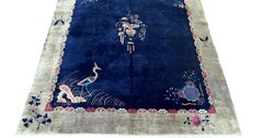 8x10 Antique Art Deco Bird & Floral Rug Fine Handmade Carpet 244cm×297cm c.1920