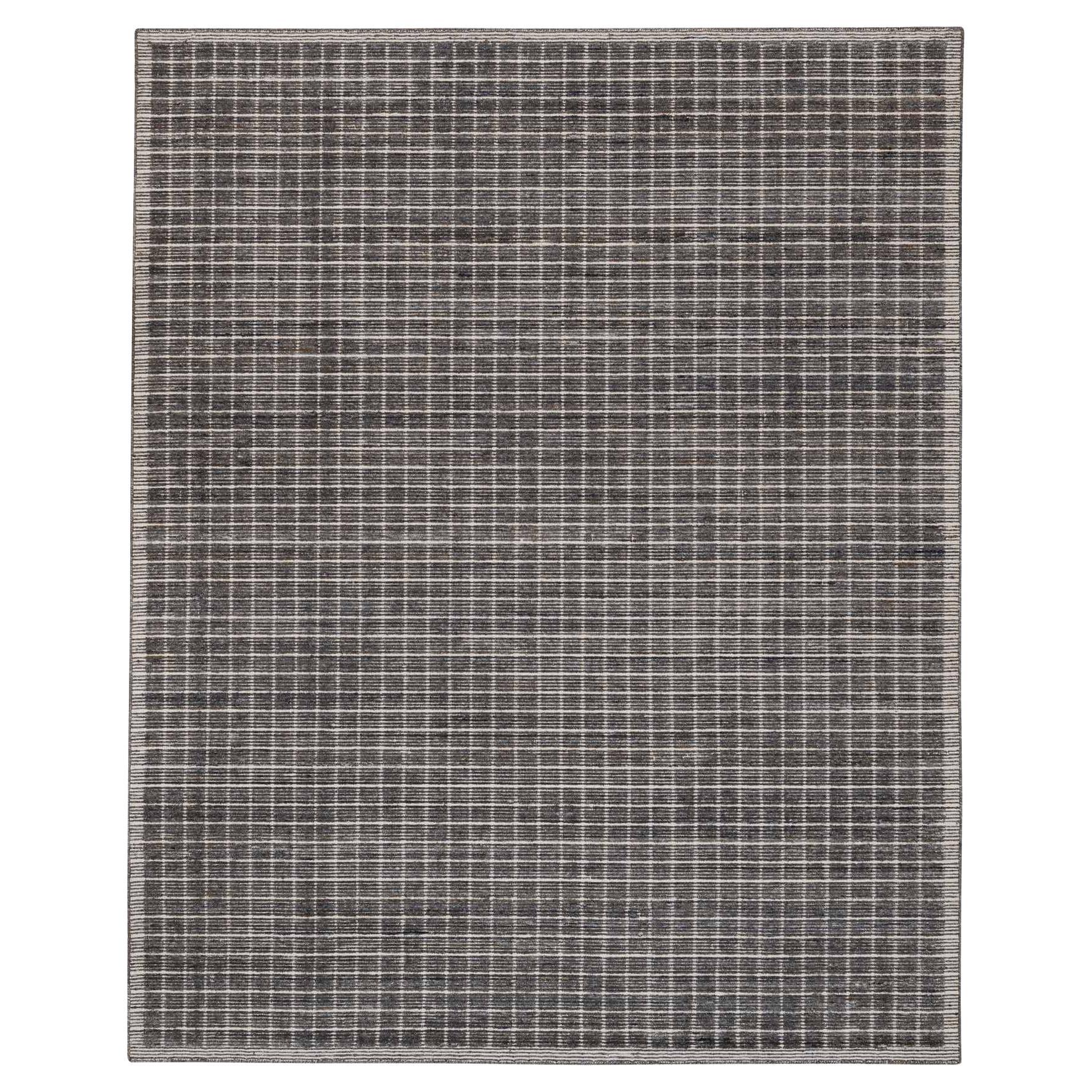 8'x10' Ash Gray Modern Plain Decor Box Design Soft Wool Loomed Knotted Rug