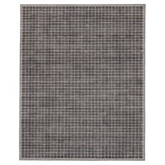 8'x10' Ash Gray Modern Plain Decor Box Design Soft Wool Loomed Knotted Rug