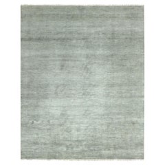8'x10' Ash Gray Wool and Silk Hand Knotted Grass Design Dense Weave Rugs (Tappeto grigio cenere in lana e seta a trama fitta)