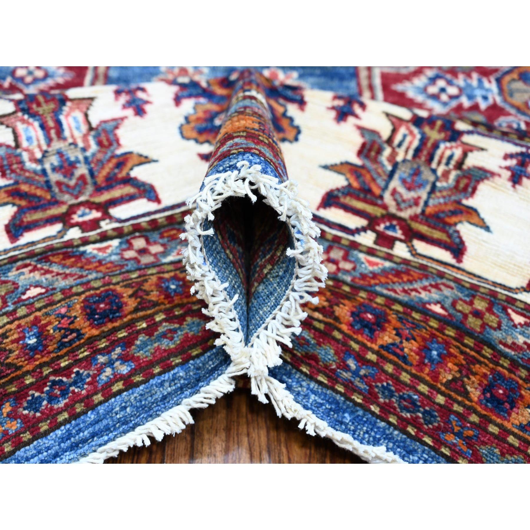 8'x10' Atlantic Blue Super Kazak Tribal Medallions Wool Hand Knotted Rug In New Condition For Sale In Carlstadt, NJ