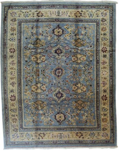 8x10 Azure Elegance Blau Floral Modern Handgefertigt Mohair Oushak Teppich Teppich