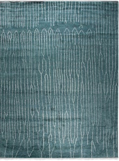 8x10 Beautiful Celia Green Geometric Contemporary Hand Knotted Wool Carpet Rug