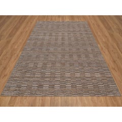 Tappeto orientale in poliestere con motivo a griglia moderno, tessuto a mano, colore Beaver Brown, 8'x10'