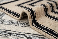 8x10 Beige Brown Black Geometric Hand Knotted Wool Rug ( G - 15372 )
